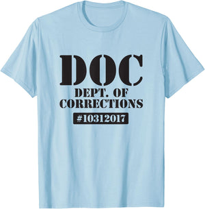 Dept of Corrections Halloween Jail Inmate Costume Graphic T-Shirt - T-Shirt | Light Blue
