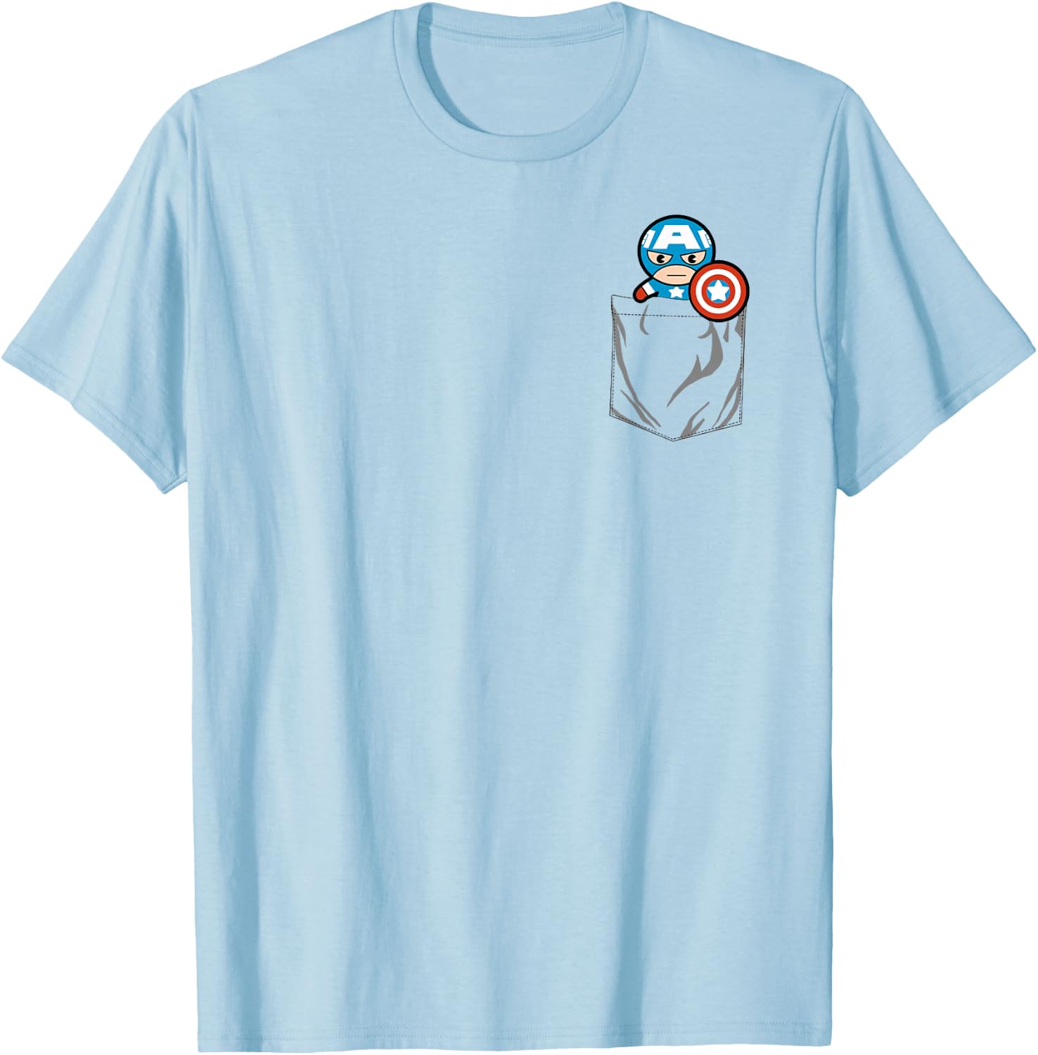 Marvel Captain America Left chest Pocket Graphic T-Shirt - T-Shirt | Light Blue