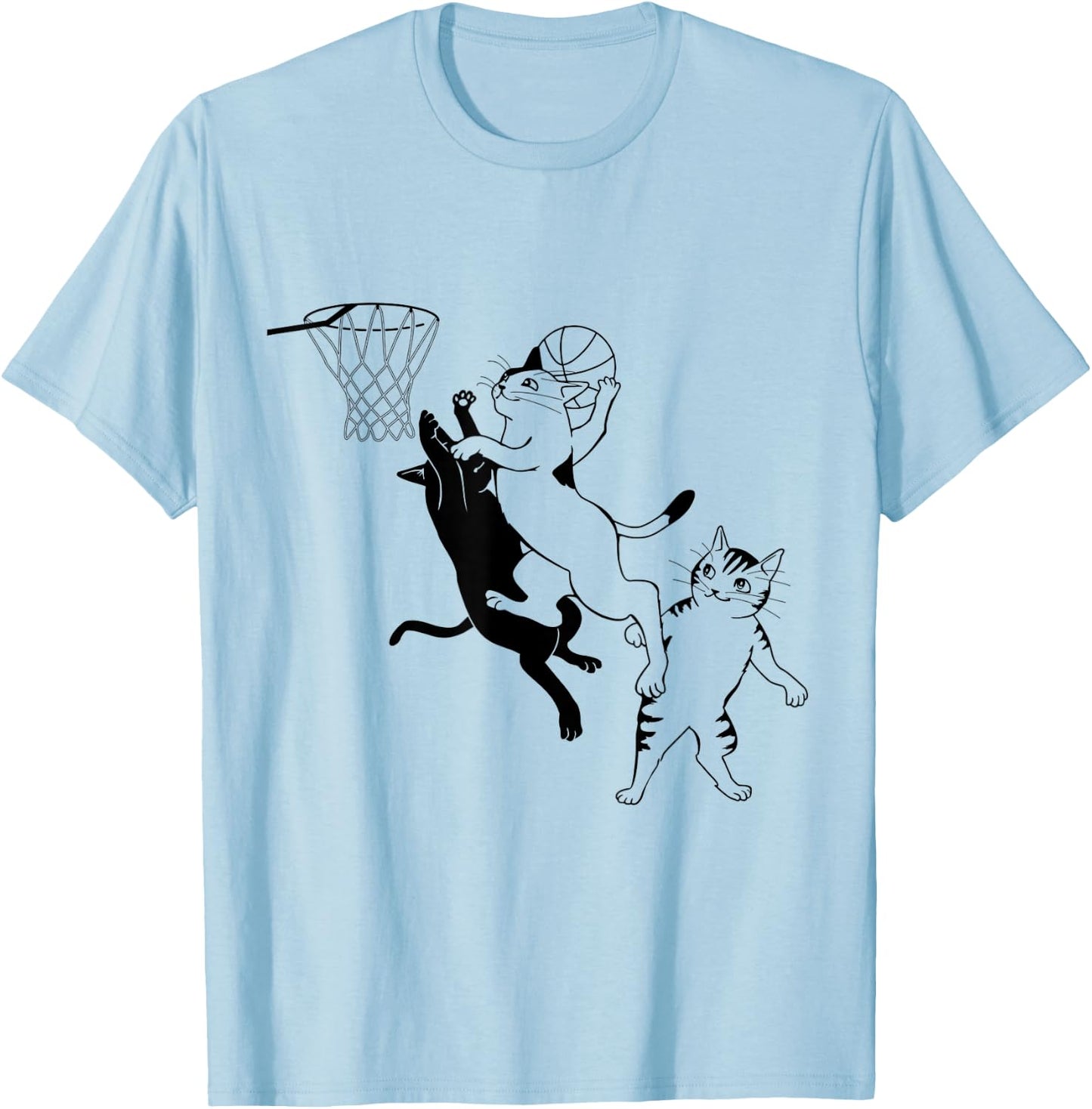 Cats Playing Basketball T-Shirt - T-Shirt | Light Blue
