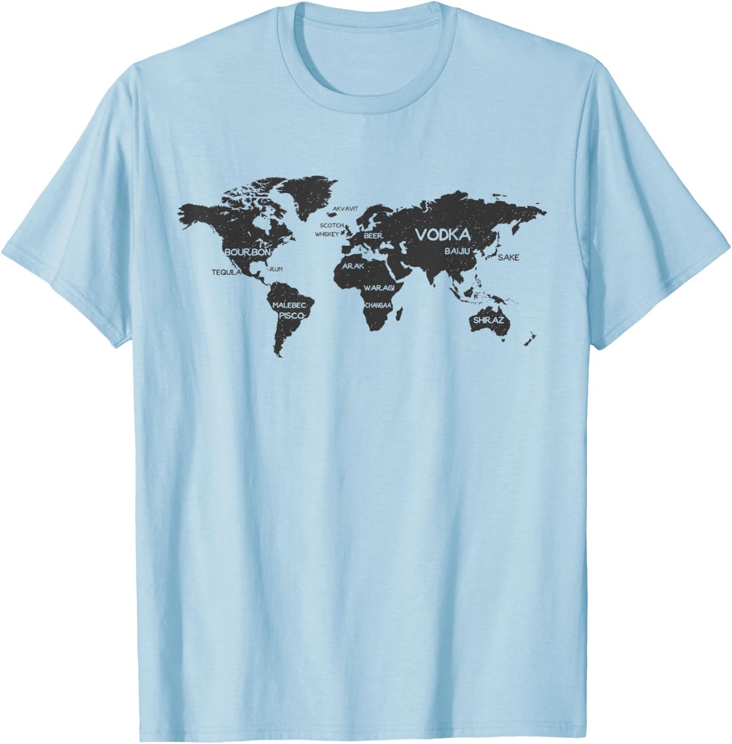 International Alcohol Map Drinking Around the World T-Shirt - T-Shirt | Light Blue