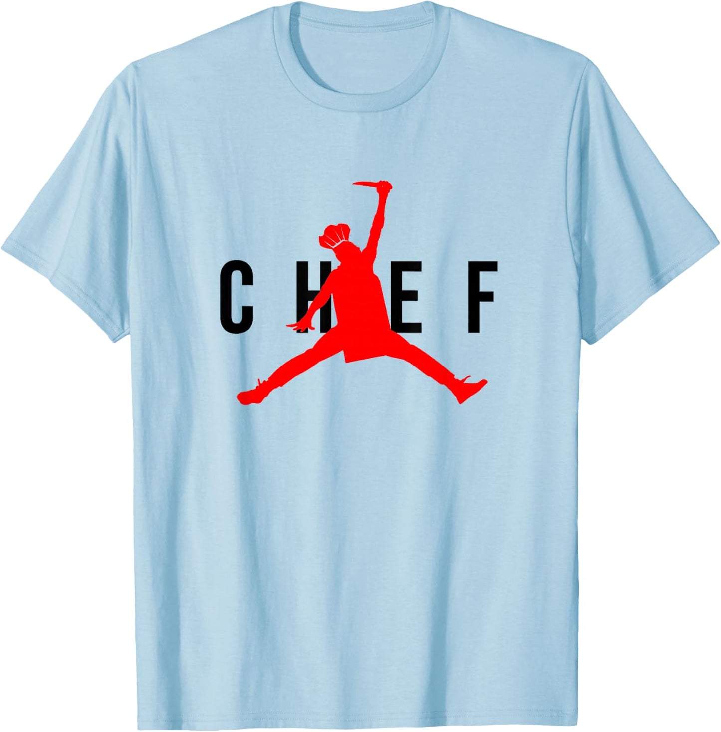 Funny Restaurant Chef - Jumping Chef Knife Logo Food Truck T-Shirt - T-Shirt | Light Blue