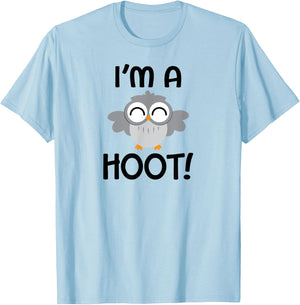 I'm A Hoot! Happy Little Owl Pun T-Shirt - T-Shirt | Light Blue