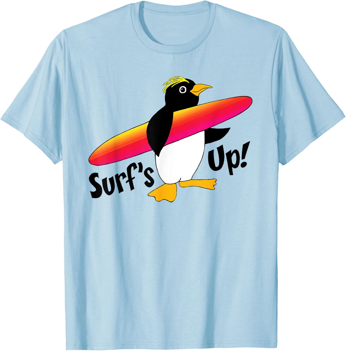 Cute Surfer Penguin T-Shirt - T-Shirt | Light Blue