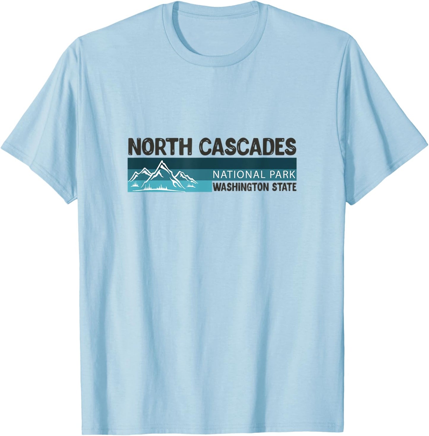 Vintage The North Cascades National Park Mountains Retro T-Shirt - T-Shirt | Light Blue