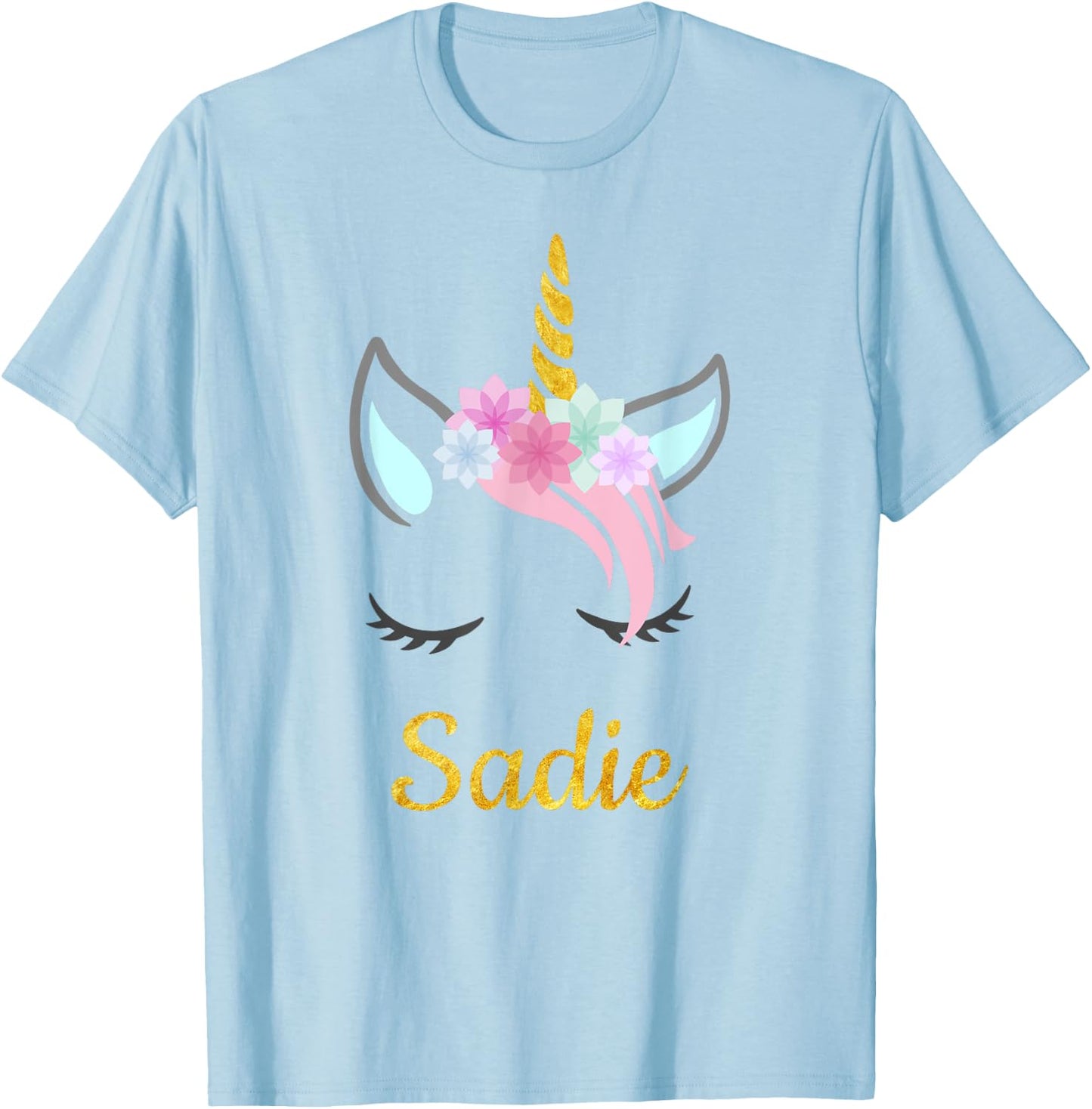 Sadie Unicorn Name Shirt for Sadie T-Shirt - T-Shirt | Light Blue