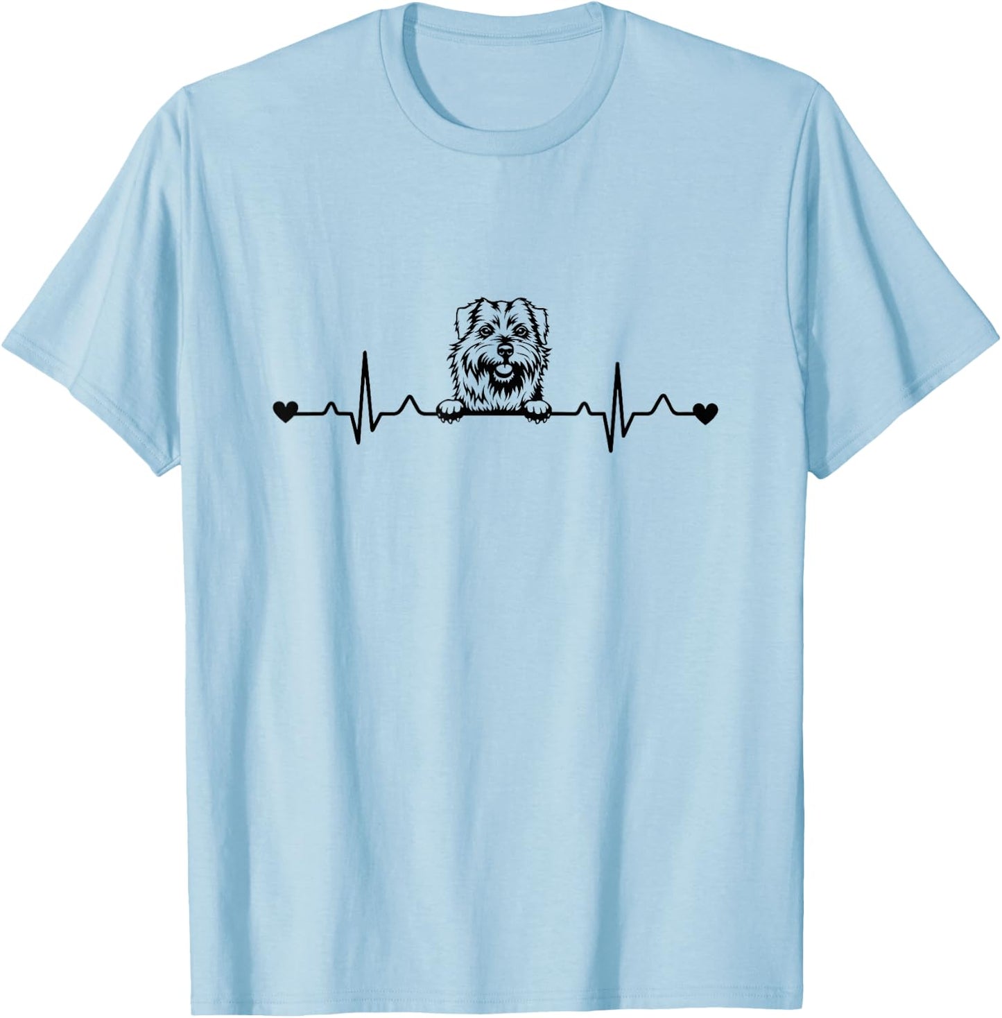 Cute Norfolk Terrier Dog Heartbeat Pulse ECG T-Shirt - T-Shirt | Light Blue