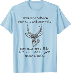 Beer Nuts Deer Nuts Under A Buck Funny Hunter T-Shirt - T-Shirt | Light Blue