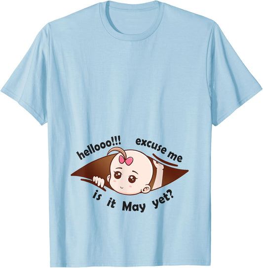 May to be Born Baby Girl Pregnancy Announcement Mother Gift T-Shirt - T-Shirt | Light Blue