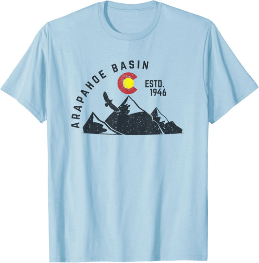Arapahoe Basin Established 1946 Colorado Gift T-Shirt - T-Shirt | Light Blue