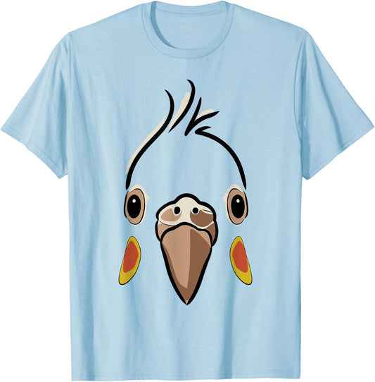 Halloween Cockatiel Face Costume Kids Cute Themed T-Shirt - T-Shirt | Light Blue