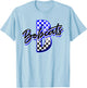 Bobcats Checkered Print Mascot School Spirit Blue Bobcat T-Shirt - T-Shirt | Light Blue
