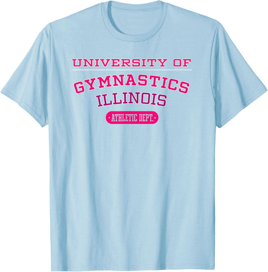 University of Gymnastics ILLINOIS Athletic Dept. T-Shirt - T-Shirt | Light Blue