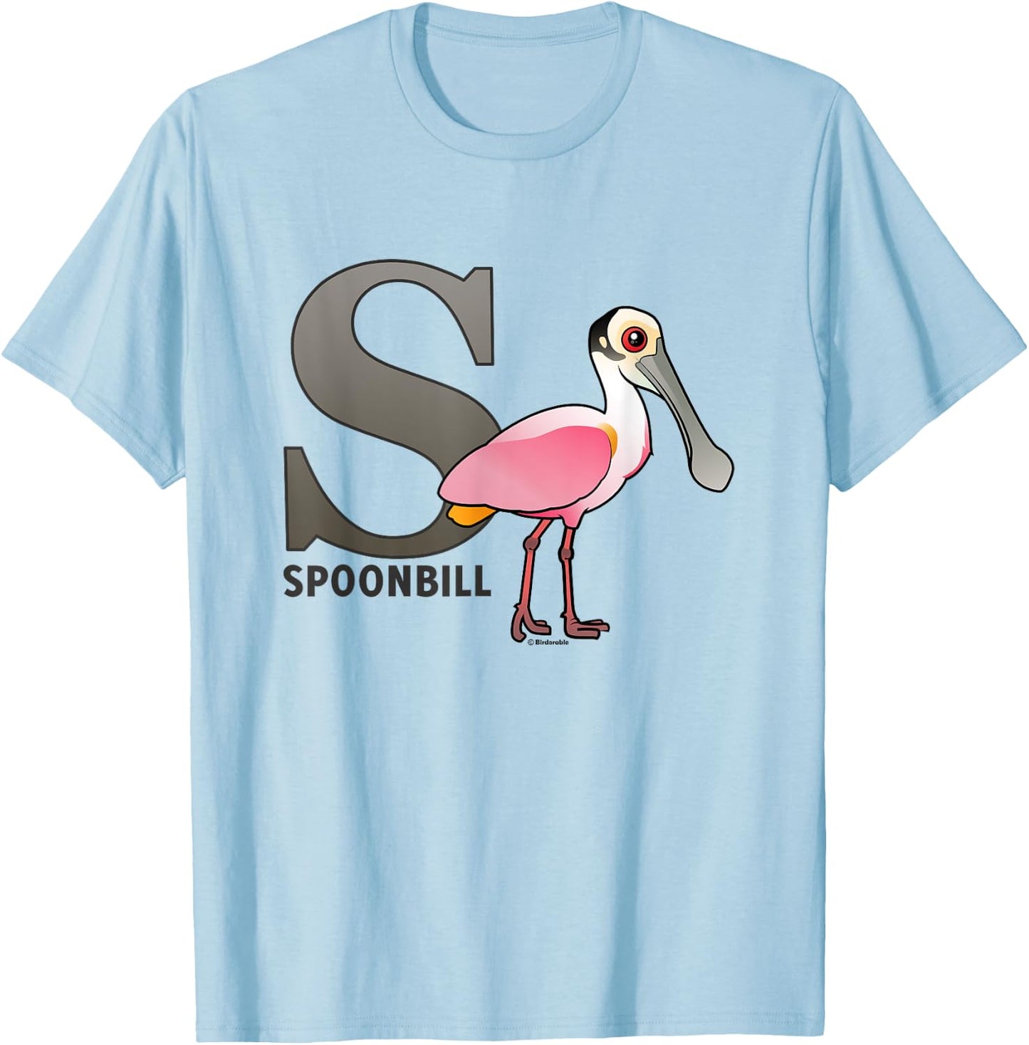 S is for Spoonbill Cute Cartoon Bird Alphabet Gift T-Shirt - T-Shirt | Light Blue