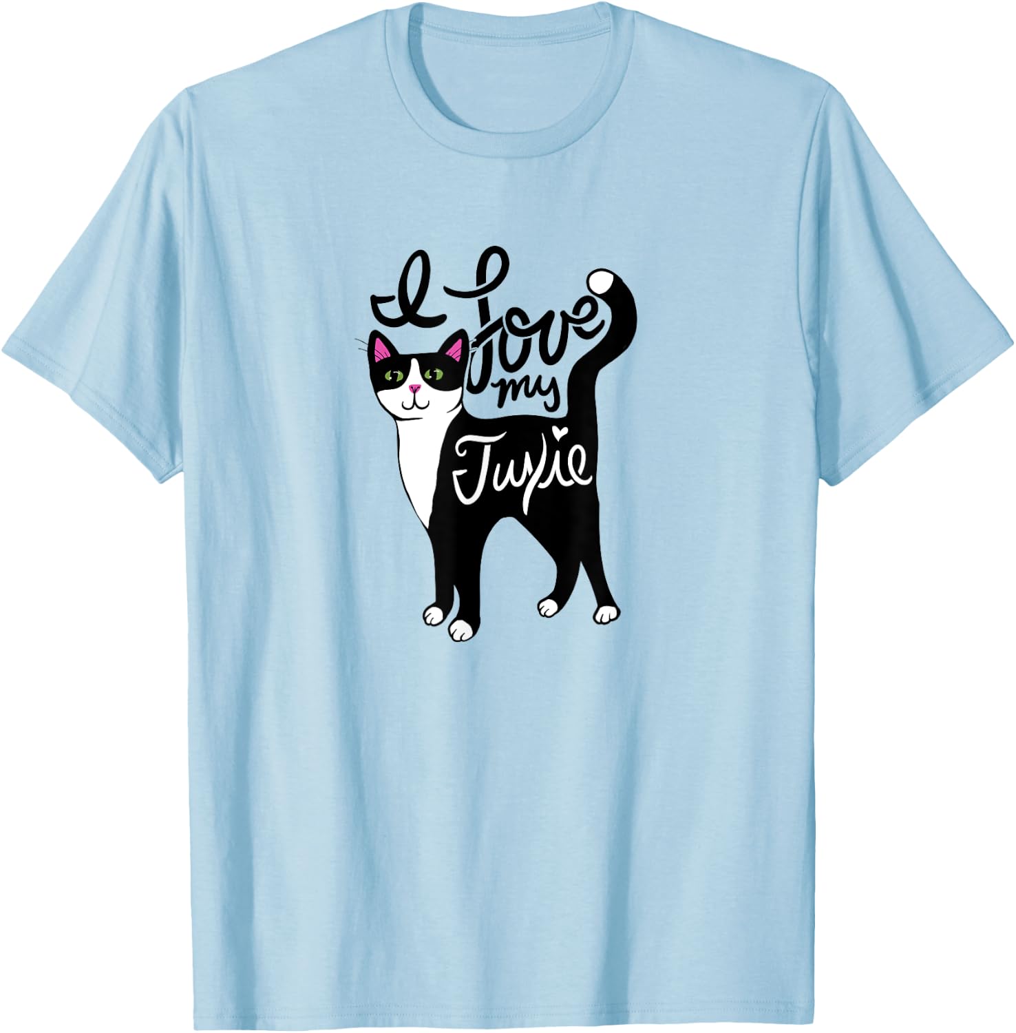 I Love My Tuxie Cute Tuxedo Cat T-Shirt - T-Shirt | Light Blue