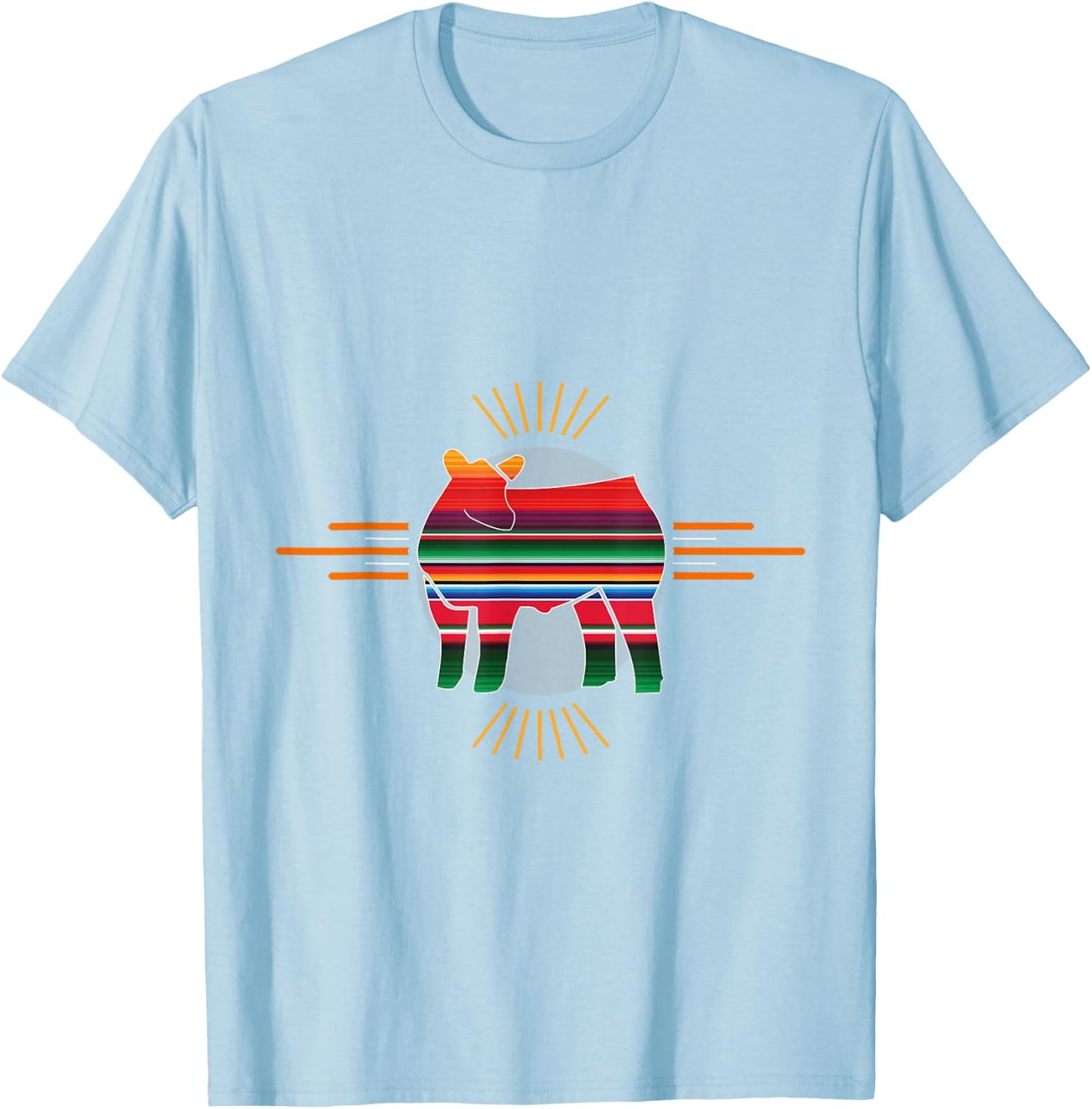 Serape Show Steer Livestock Shirt T-Shirt - T-Shirt | Light Blue