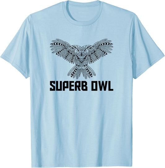 The Feather Superb Owl Shirt - Owl Bird Shirt T-Shirt - T-Shirt | Light Blue