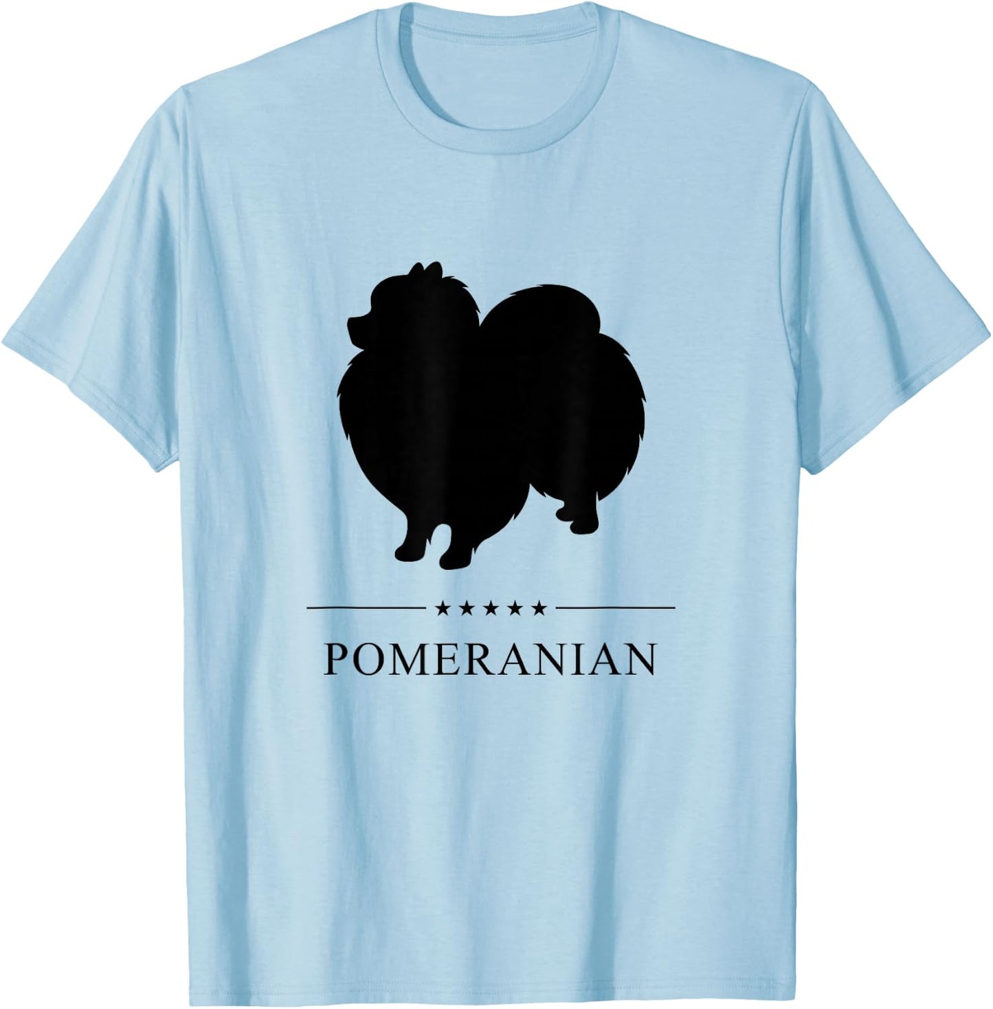 Pomeranian Black Silhouette T-Shirt - T-Shirt | Light Blue