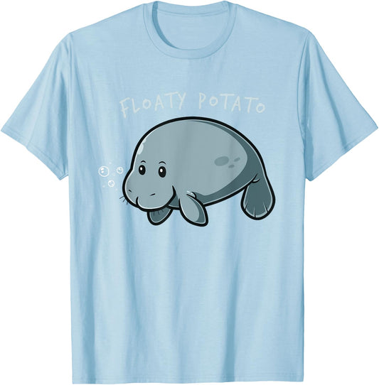 Floaty Potato Funny Manatee Shirt Sea Animal Gift T-Shirt - T-Shirt | Light Blue