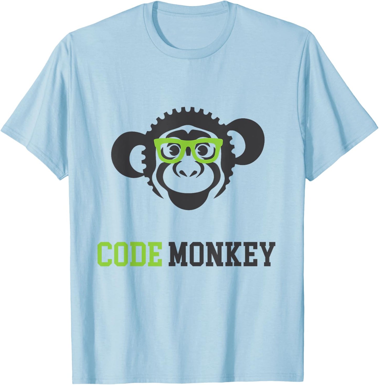 Code Monkey IT Coder Programmer Funny T Shirt T-Shirt - T-Shirt | Light Blue