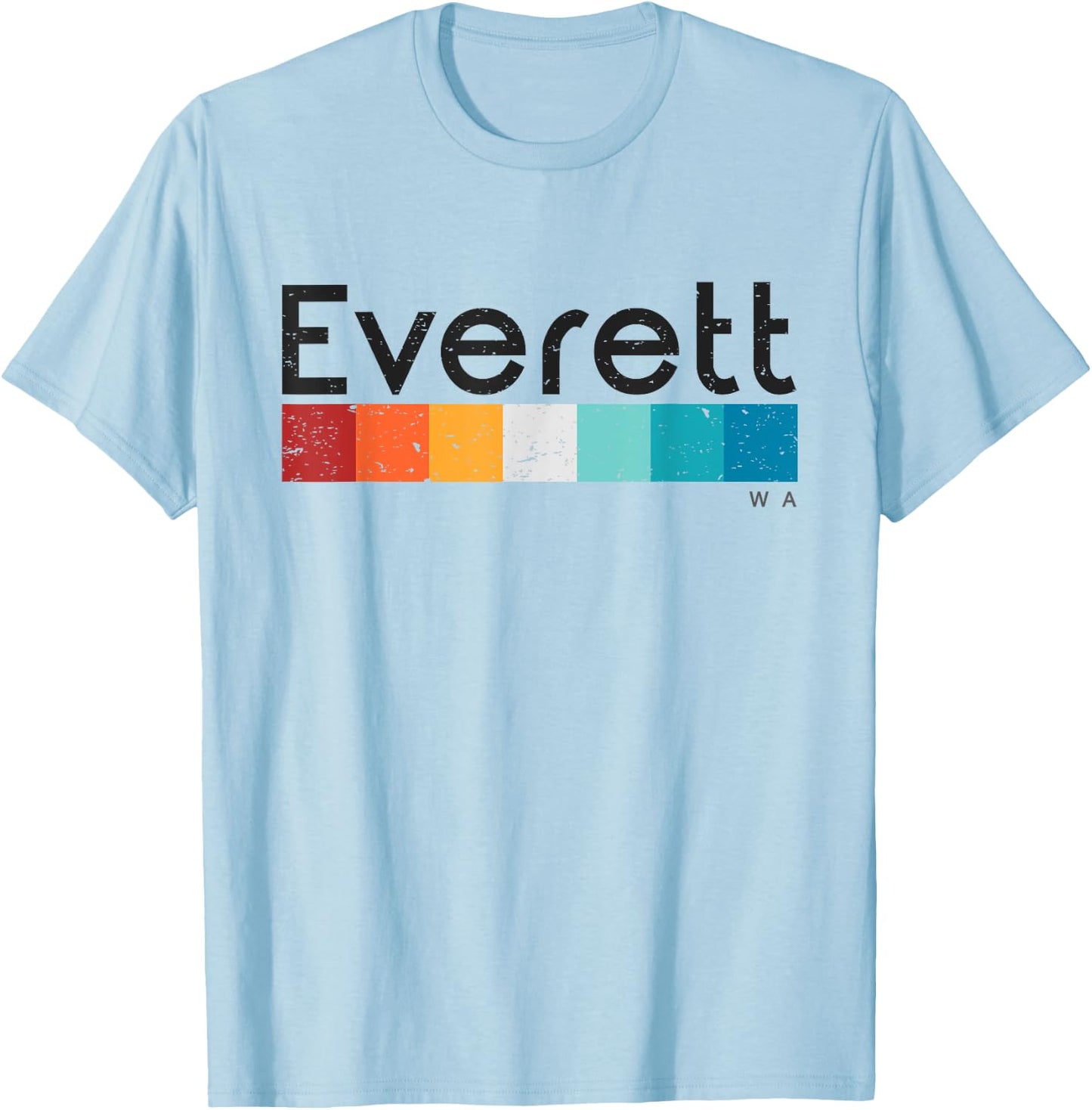 Vintage Everett WA 1980s Retro Design T-Shirt - T-Shirt | Light Blue