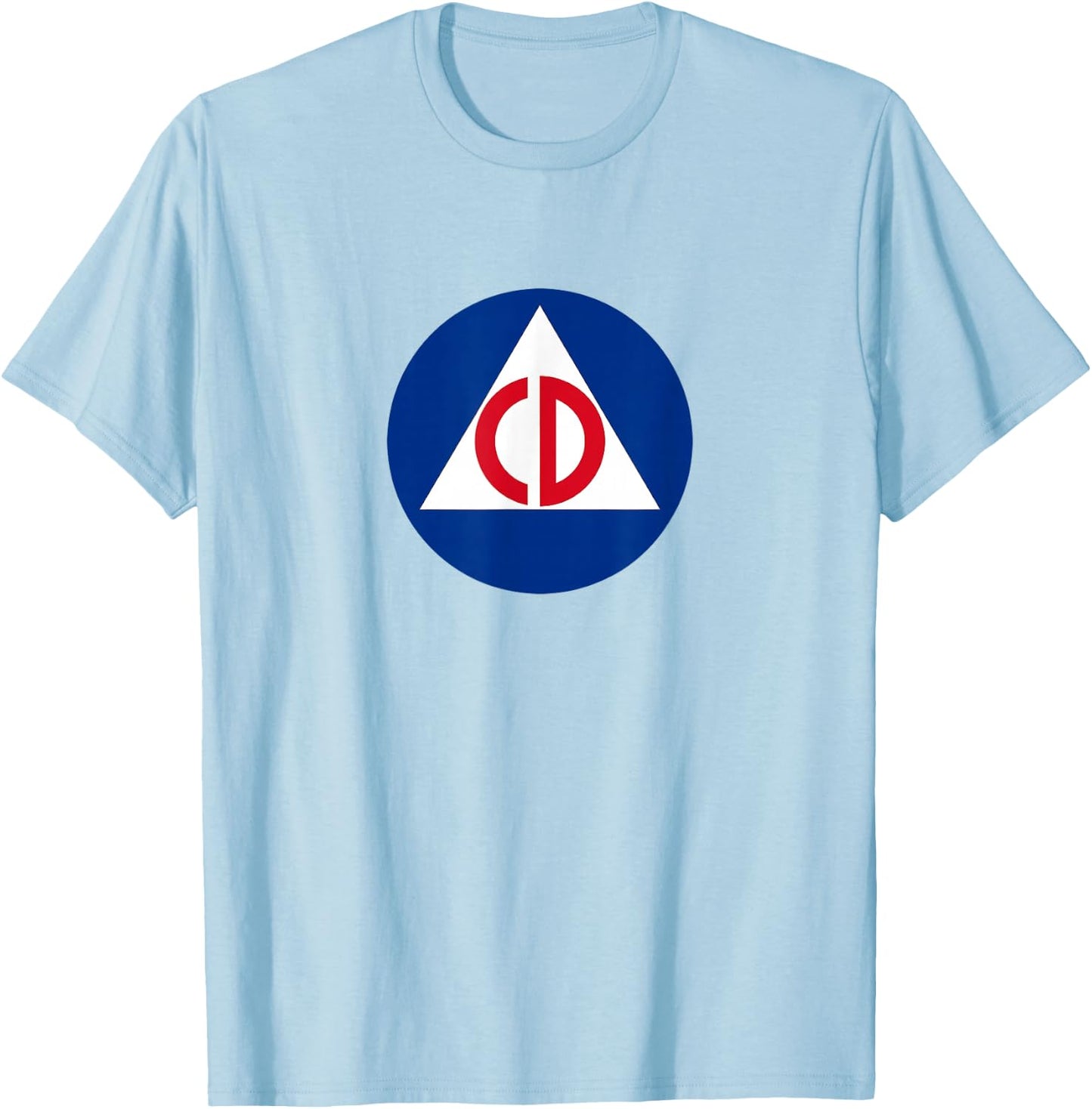 Nuthouse Designs USA Civil Defense Retro Punk , Men's Grey Triangle Short Sleeve Classic Fit , Small T-Shirt - T-Shirt | Light Blue