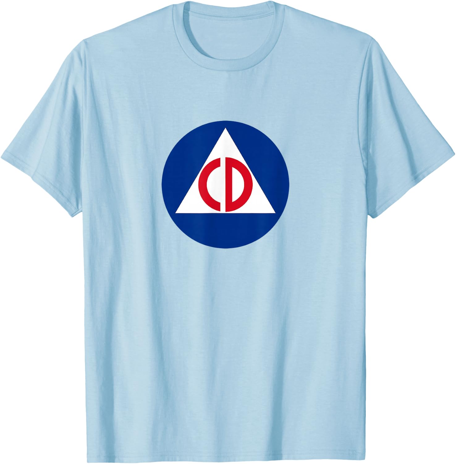 Nuthouse Designs USA Civil Defense Retro Punk , Men's Grey Triangle Short Sleeve Classic Fit , Small T-Shirt - T-Shirt | Light Blue