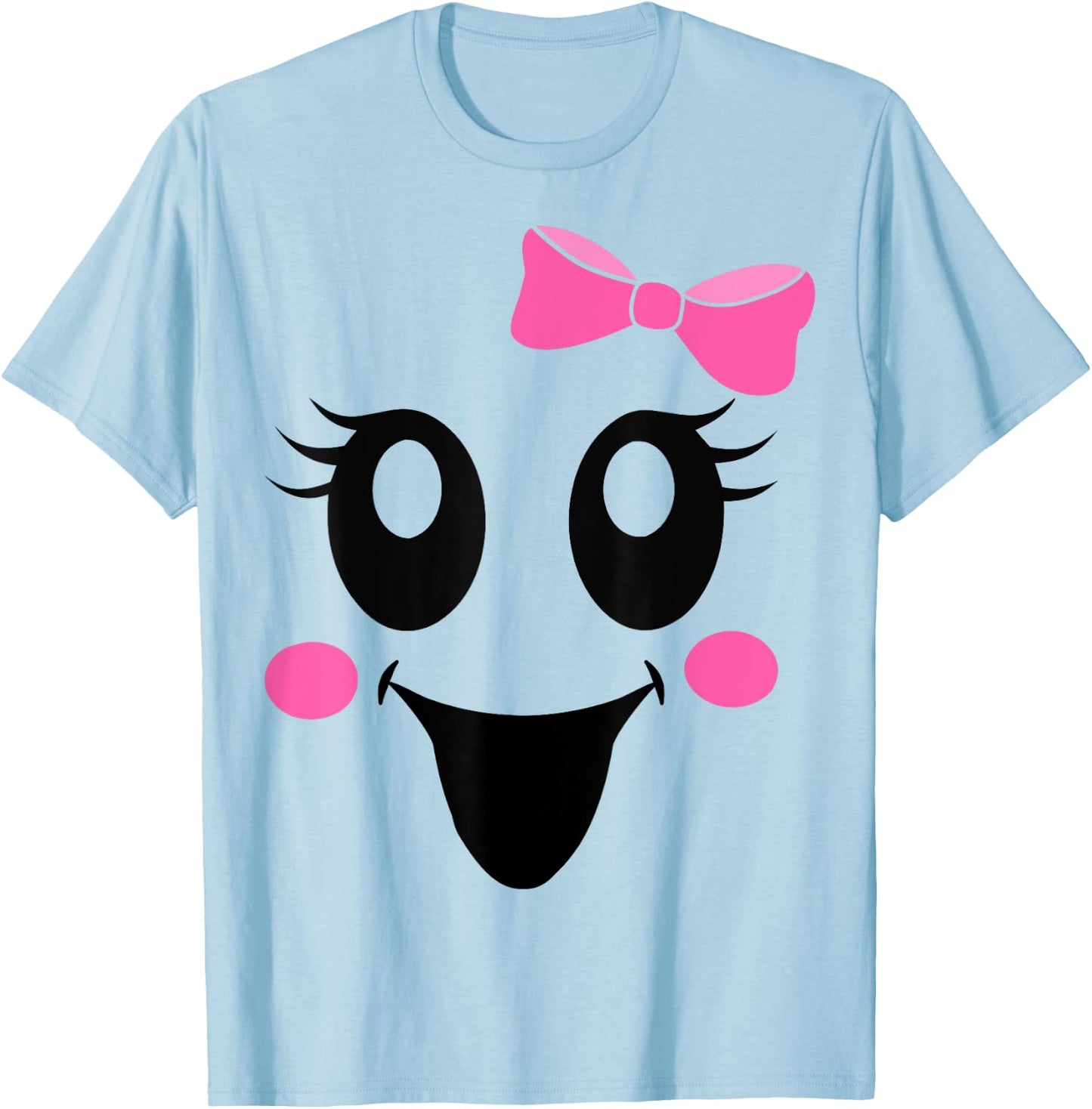 Cute female ghost with girls face and bow halloween party T-Shirt - T-Shirt | Light Blue