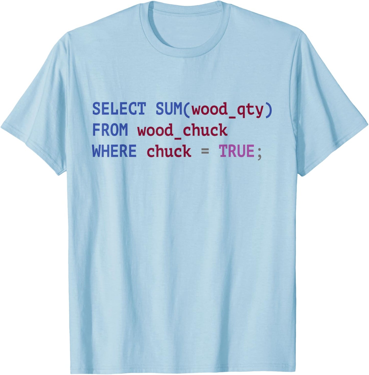 Funny SQL Coder Shirt Programmer Programming T-Shirt - T-Shirt | Light Blue