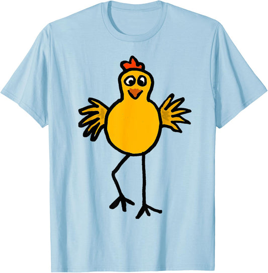 Smiletodaytees Funky Dancing Yellow Chicken T-Shirt - T-Shirt | Light Blue