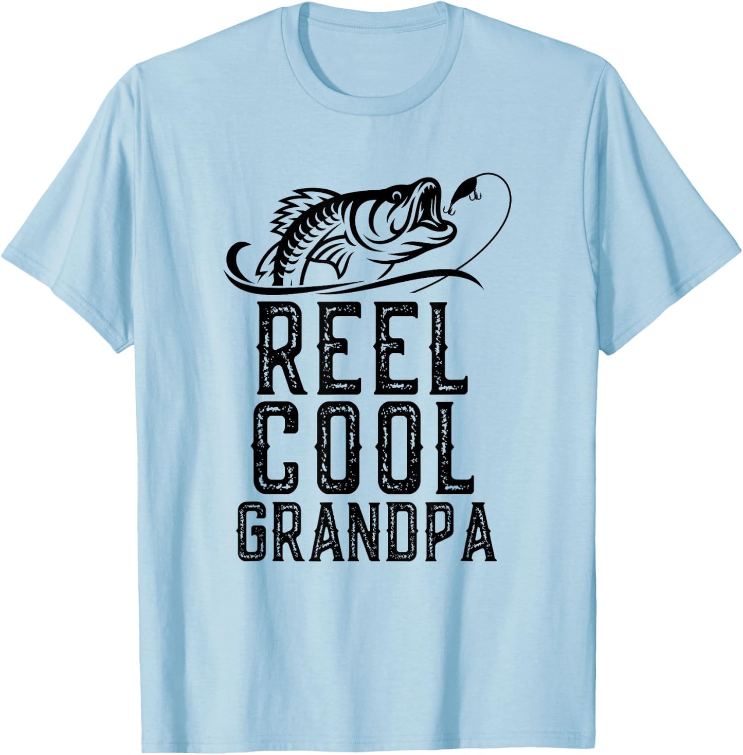 Reel Cool Grandpa Fishing Fisherman Funny Retro T-Shirt - T-Shirt | Light Blue