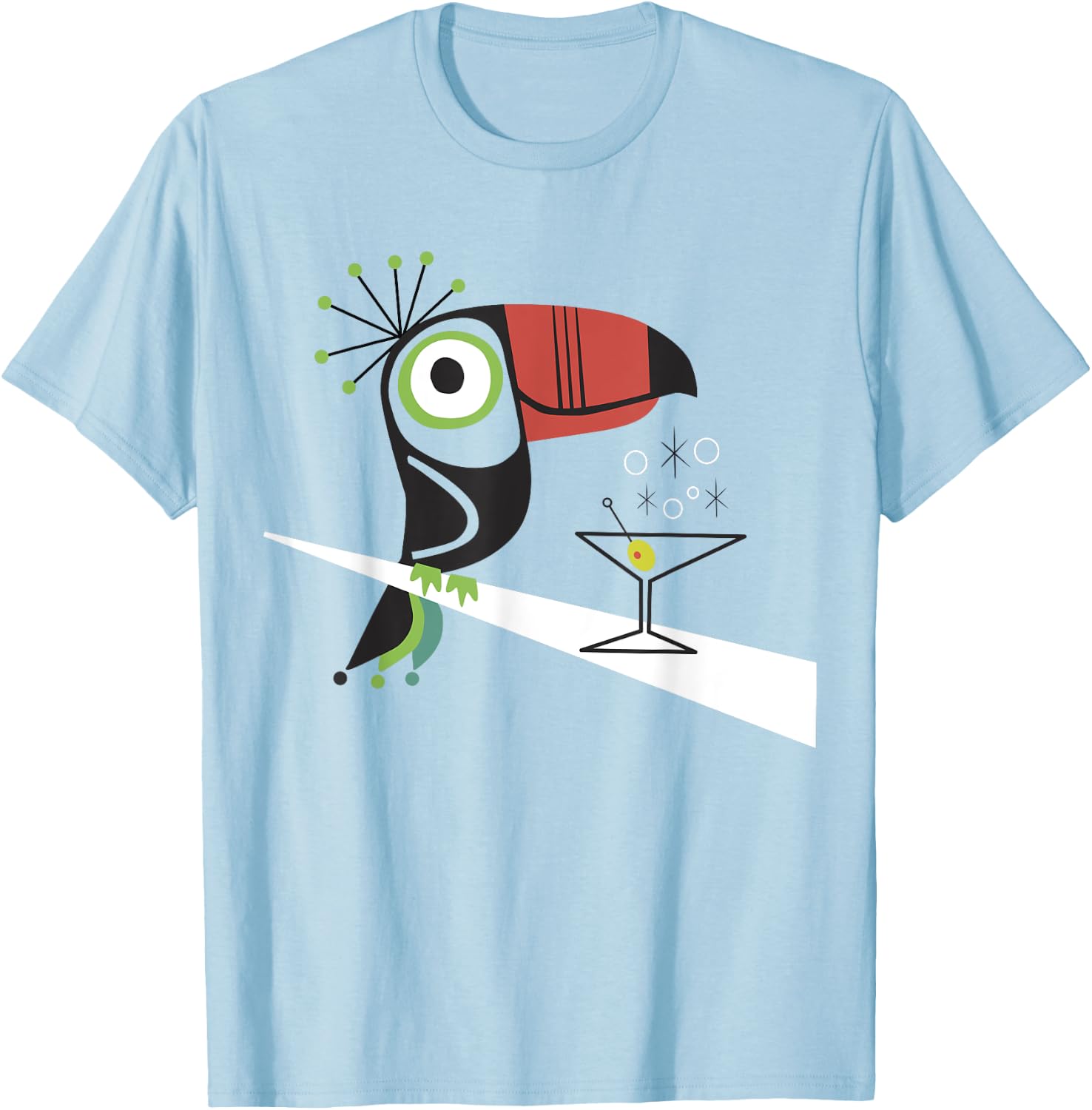 Mid Century Modern Toucan Tiki T-Shirt - T-Shirt | Light Blue