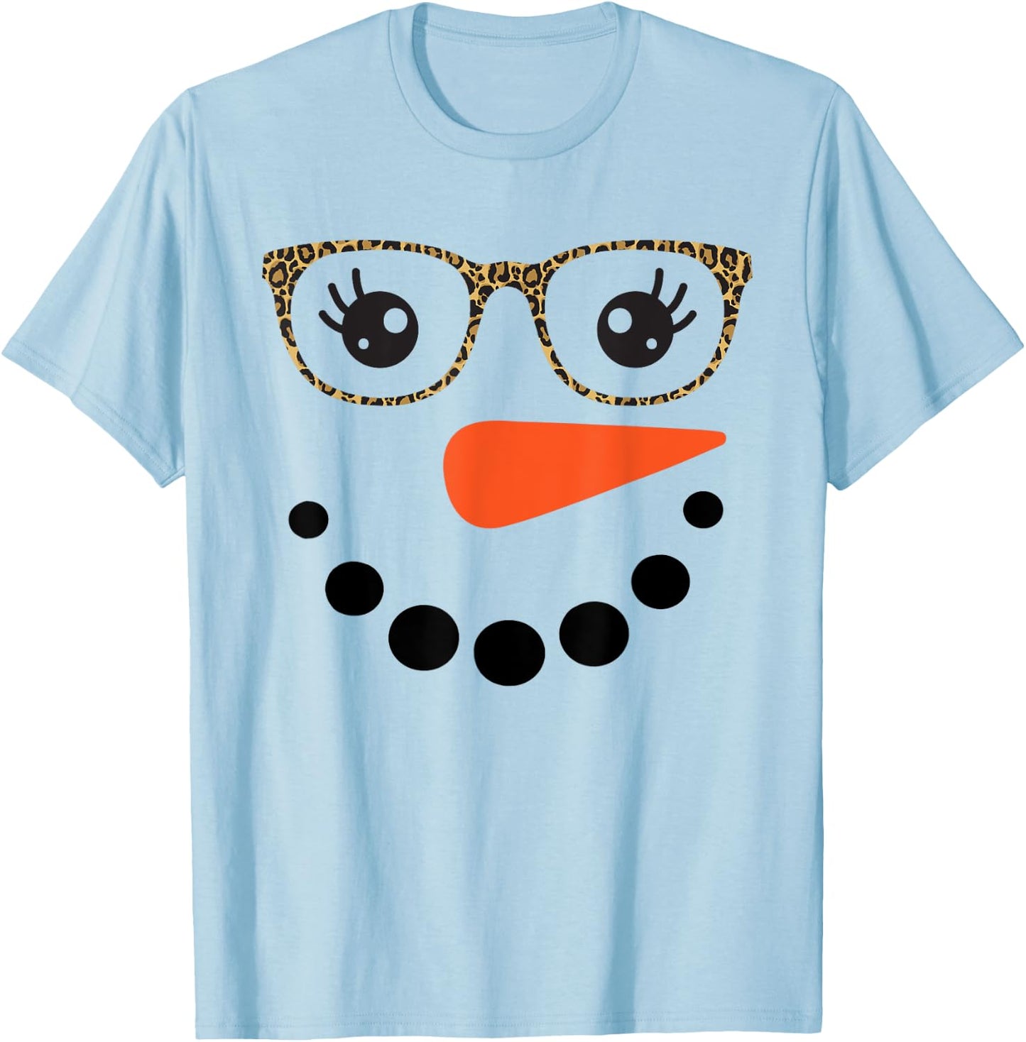 Girl Snowman Face Eyelashes Christmas Snowman Costume Women T-Shirt - T-Shirt | Light Blue