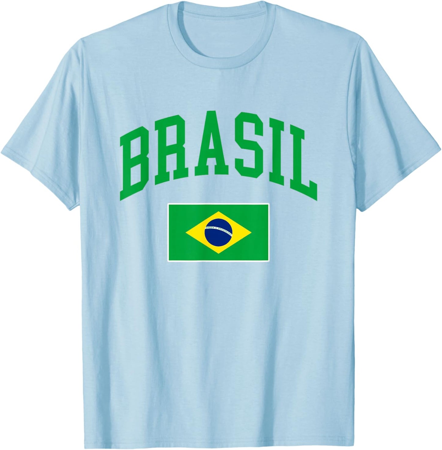 Brasil Flag Brazilian Retro Vintage Classic Graphic T-Shirt - T-Shirt | Light Blue