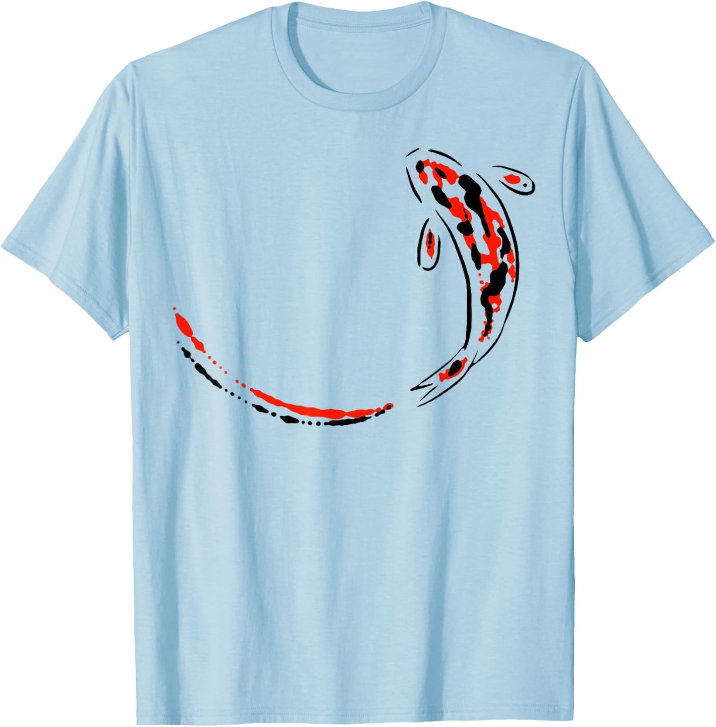 Koi Carp Zen Minimal Art Painting Meditation Mindfulness T-Shirt - T-Shirt | Light Blue