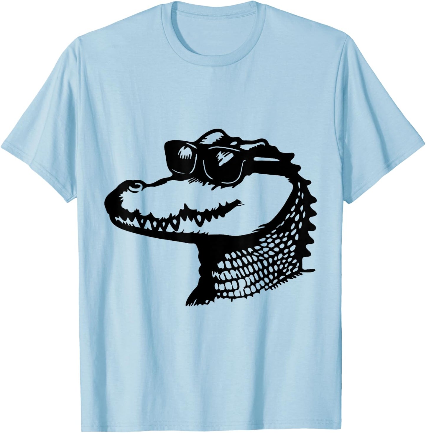 Crocodile with Sunglasses | Fun and Quirky Animal Art T-Shirt - T-Shirt | Light Blue