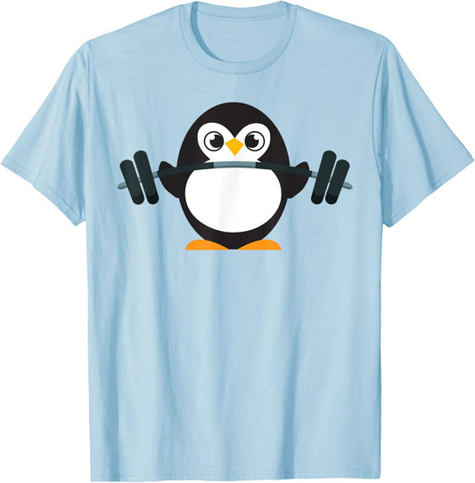 Cute Penguin Weightlifting Shirt - A Perfect Fitness Present T-Shirt - T-Shirt | Light Blue