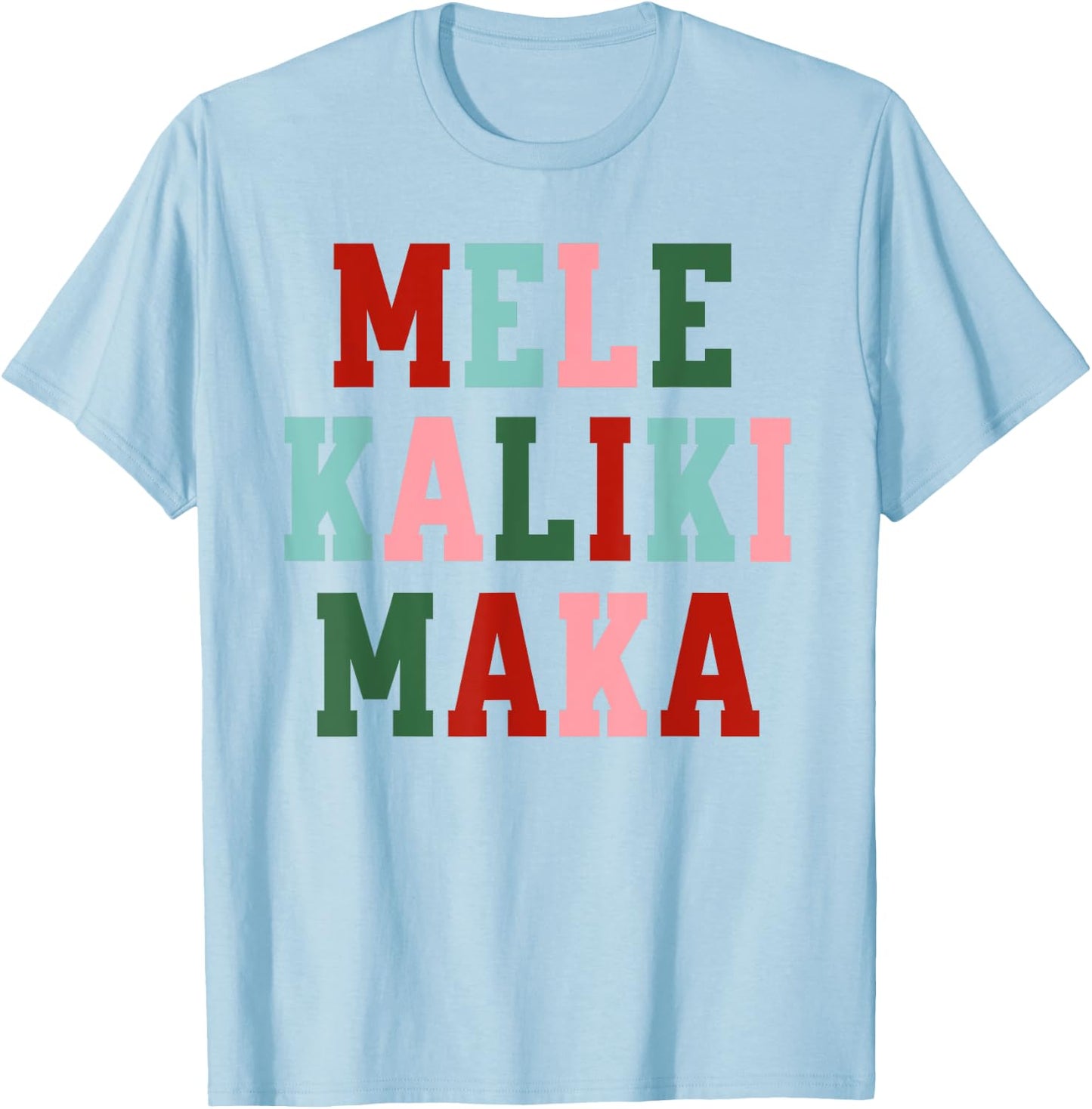 Retro Mele Kalikimaka Hawaii Hawaiian Tropical Christmas T-Shirt - T-Shirt | Light Blue