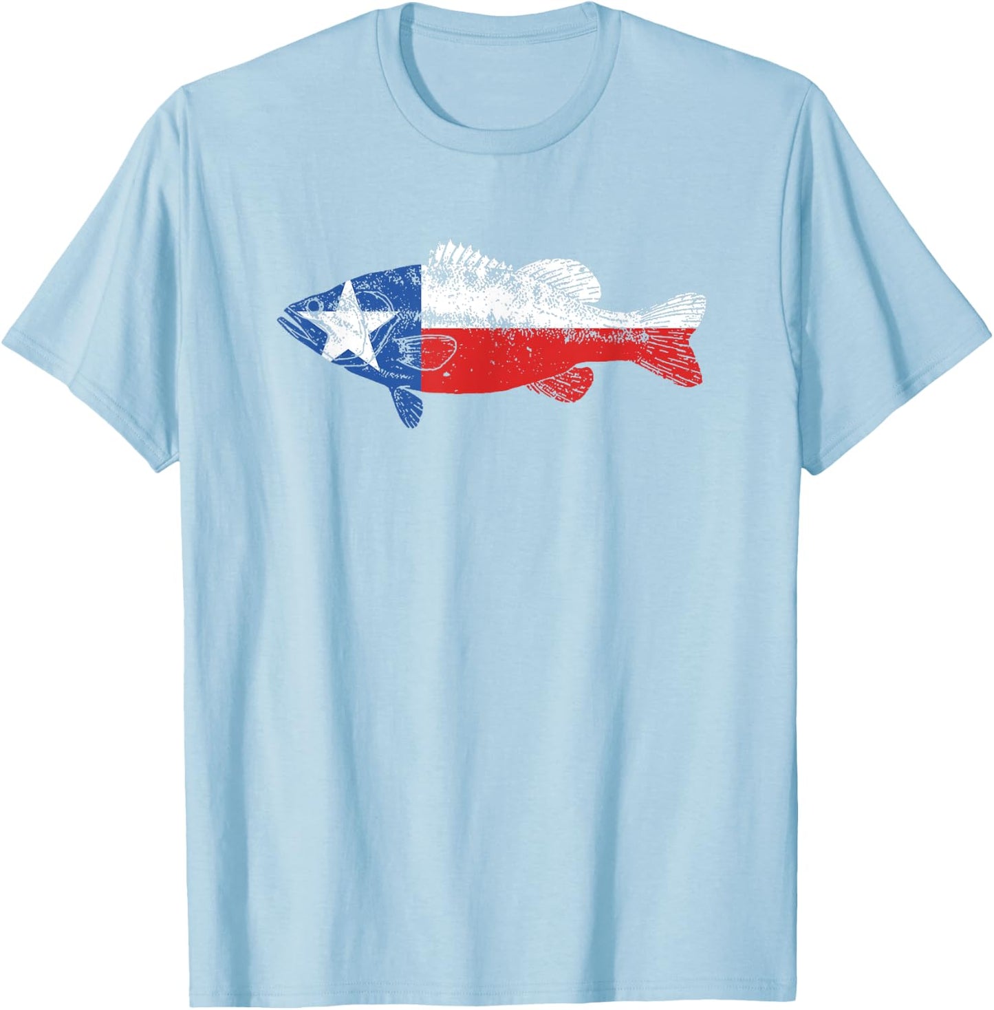 State of Texas Fishing Flag - Vintage Bass Retro Shirt - TX T-Shirt - T-Shirt | Light Blue