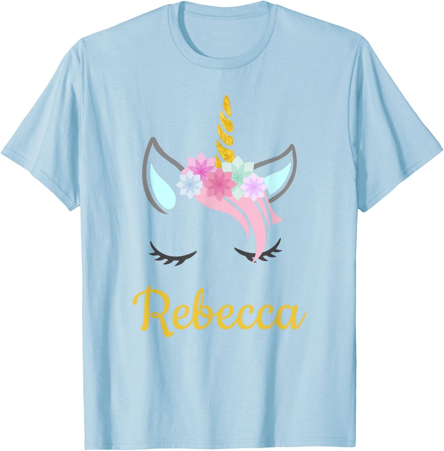 Rebecca Unicorn Name Shirt for Rebecca T-Shirt - T-Shirt | Light Blue