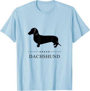 Smooth Dachshund Black Silhouette T-Shirt - T-Shirt | Light Blue