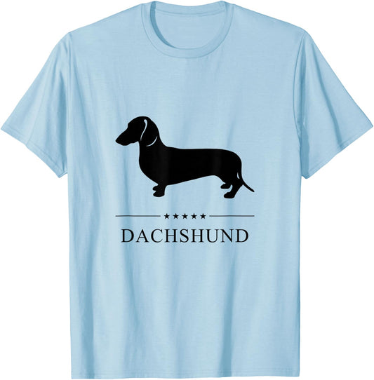 Smooth Dachshund Black Silhouette T-Shirt - T-Shirt | Light Blue