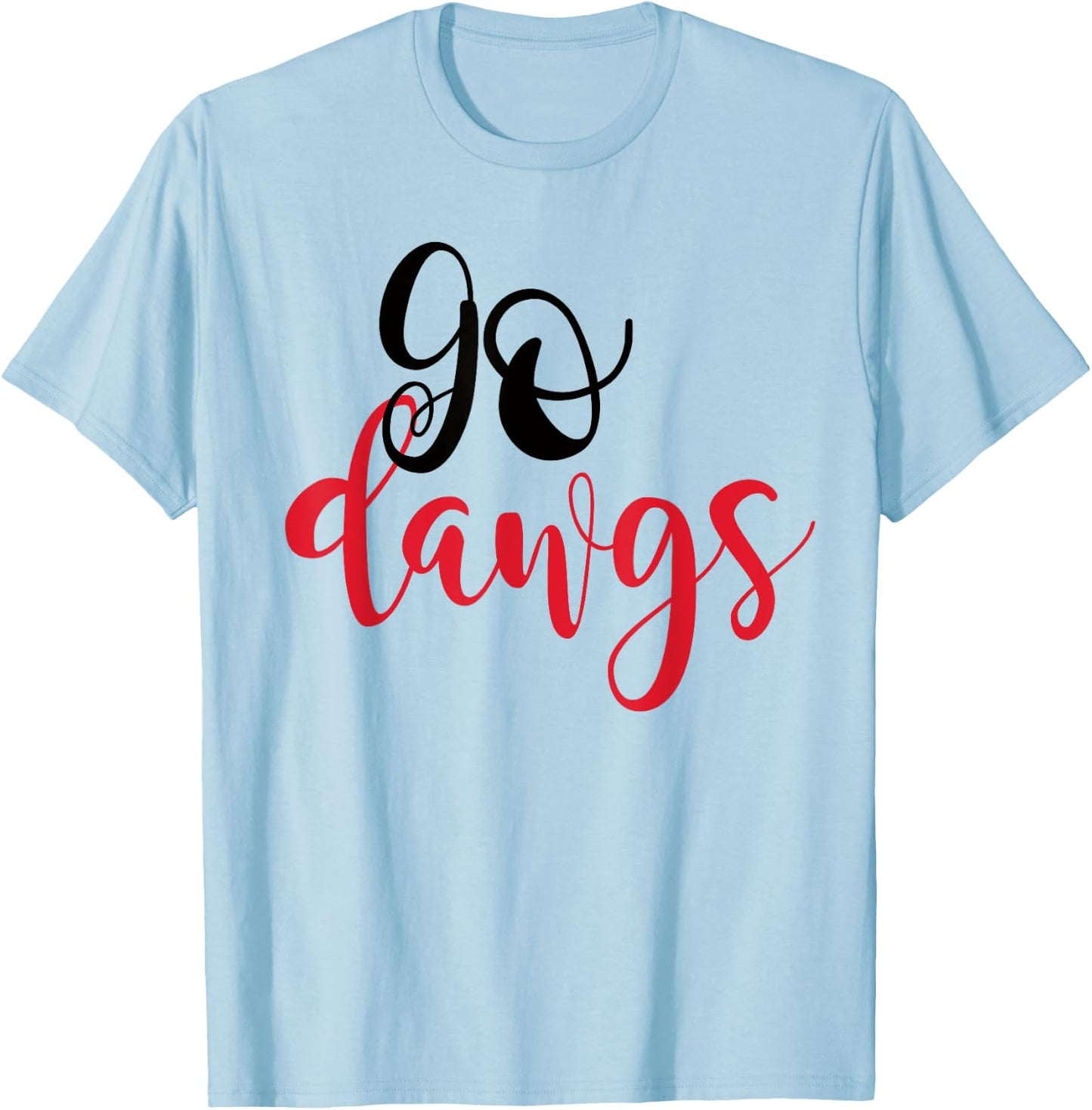 Black and Red Go Dawgs Highschool Football Spirit Shirt T-Shirt - T-Shirt | Light Blue