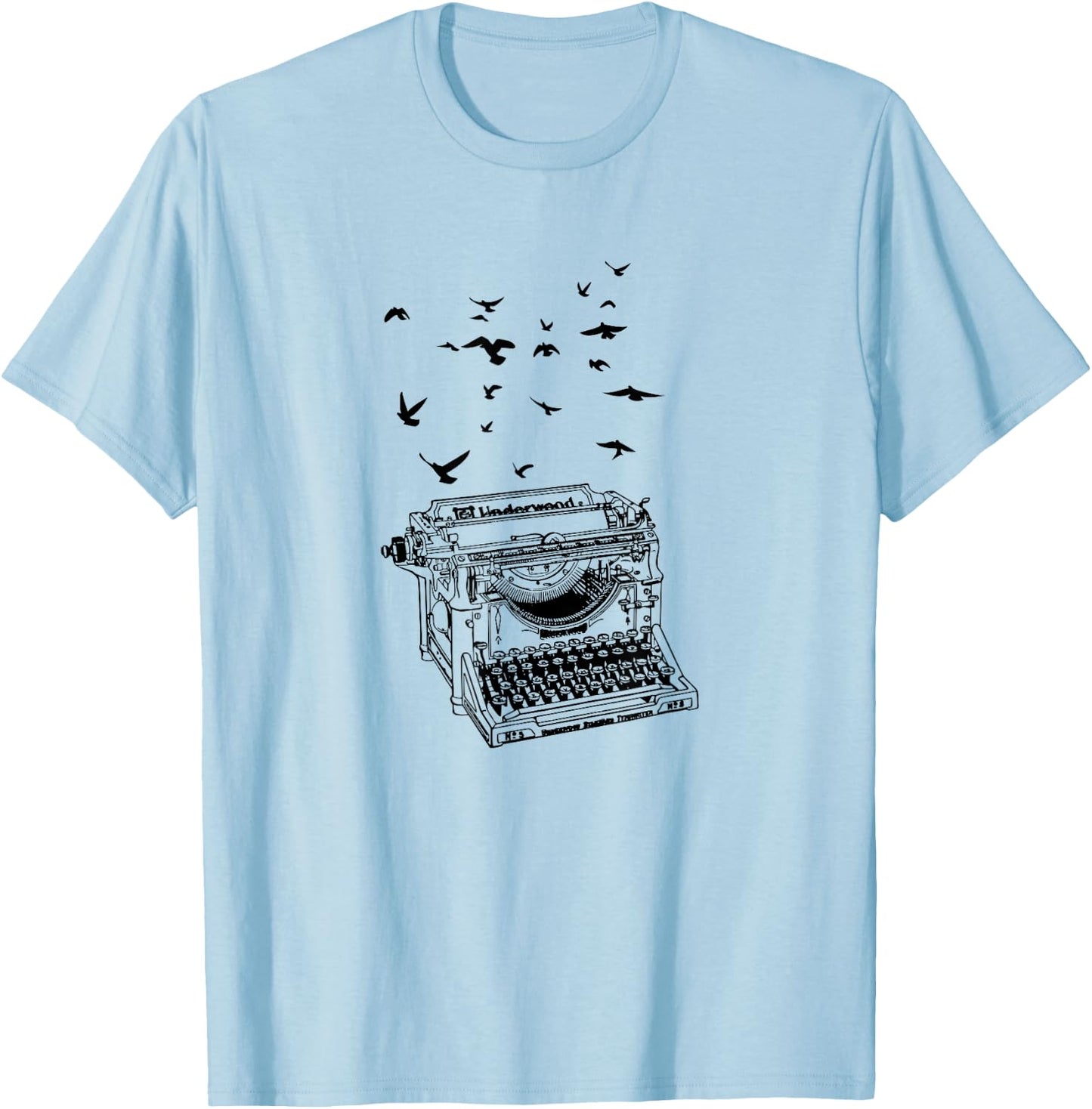 Typewriter Flock Of Birds Freedom Of Speech Humor Novelty T-Shirt - T-Shirt | Light Blue