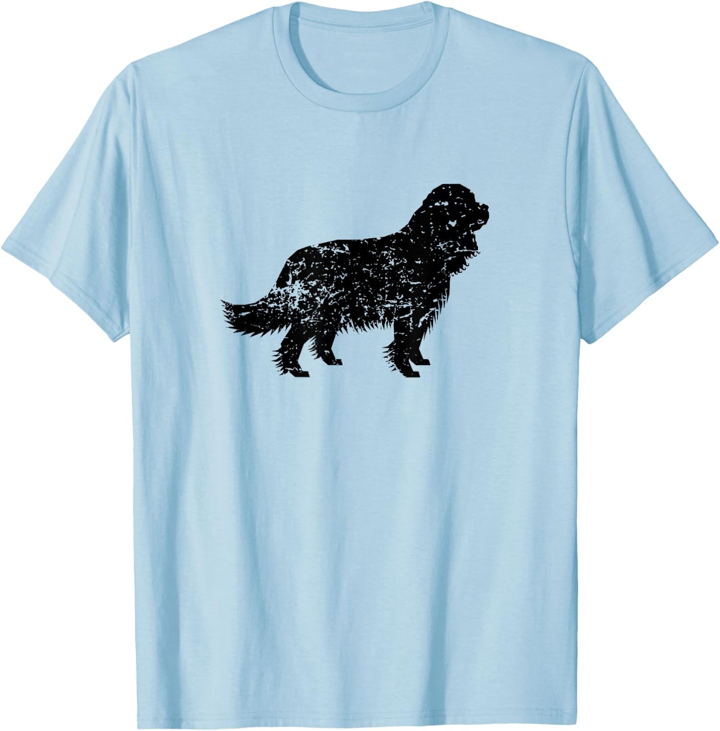 Distressed Cavalier King Charles Spaniel Silhouette Dog Men Women Girls Kids T-Shirt - T-Shirt | Light Blue