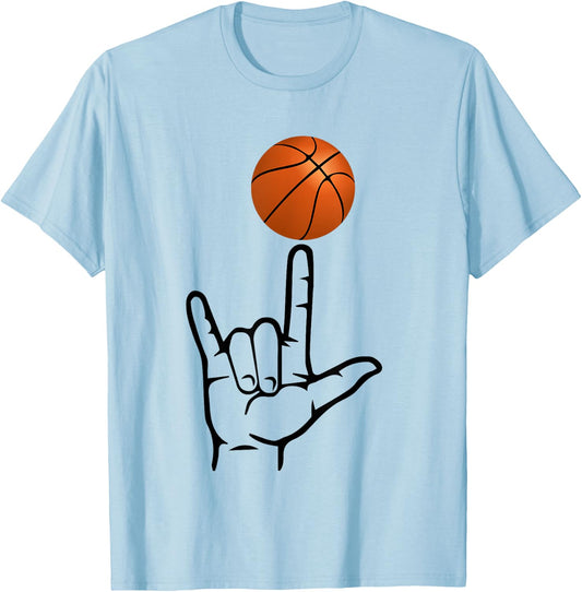 ASL Sign Language Shirt for Basketball Player Deaf Gifts T-Shirt - T-Shirt | Light Blue