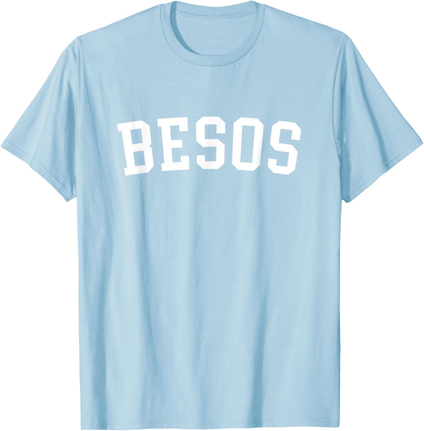 Besos Spanish Kisses Valentine's Day Retro Varsity T-Shirt - T-Shirt | Light Blue