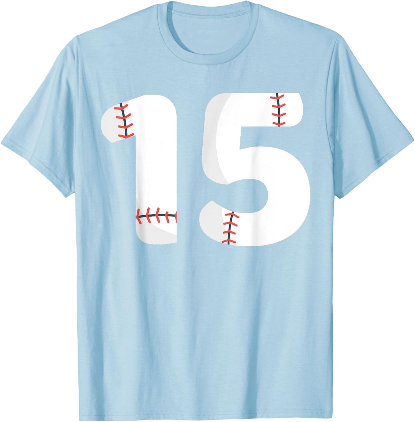 Number #15 BASEBALL Team Shirt - 15 Pitcher Batter T-Shirt - T-Shirt | Light Blue