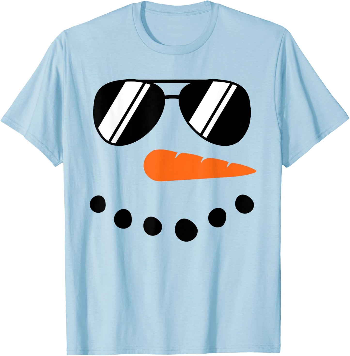 Winter Snowman Face Sunglasses Christmas For Girls Boys Men T-Shirt - T-Shirt | Light Blue
