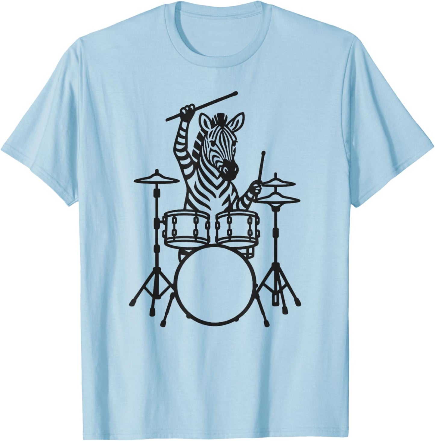 Funny Zebra Drummer Drumming Drums Music Lover Boys Girls T-Shirt - T-Shirt | Light Blue