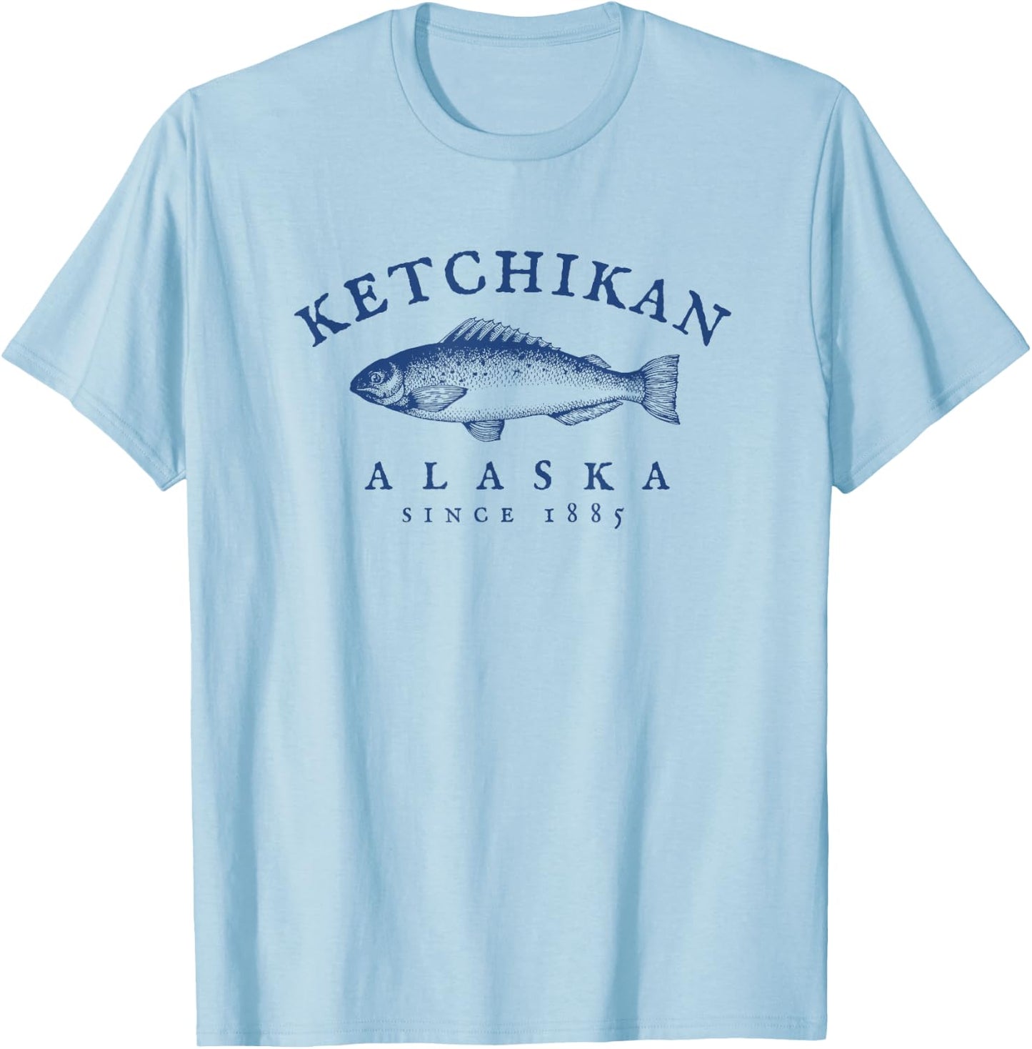 Retro Ketchikan Alaska Fishing T-Shirt - T-Shirt | Light Blue